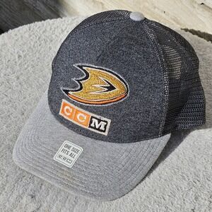 CCM‎ Anaheim Ducks Trucker Hat Snapback Mesh Cap Charcoal Grey NHL OSFA